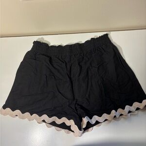 Petal & Pup Black High Waist Shorts with Decorative Trim